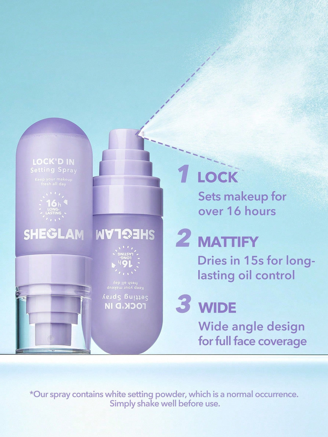 SHEGLAM Lock’d In Setting Spray – Long-Lasting Matte Oil Control Makeup Fixing Spray