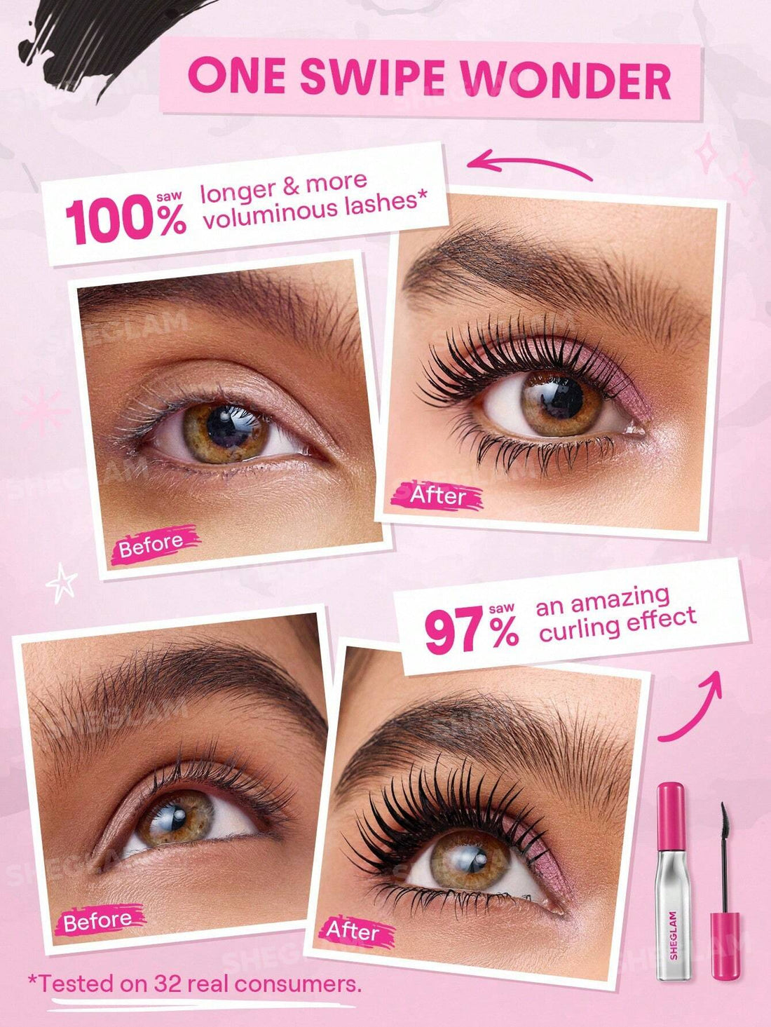 SHEGLAM Lashlighter Up & Out Mascara – Volumizing & Lengthening Mascara