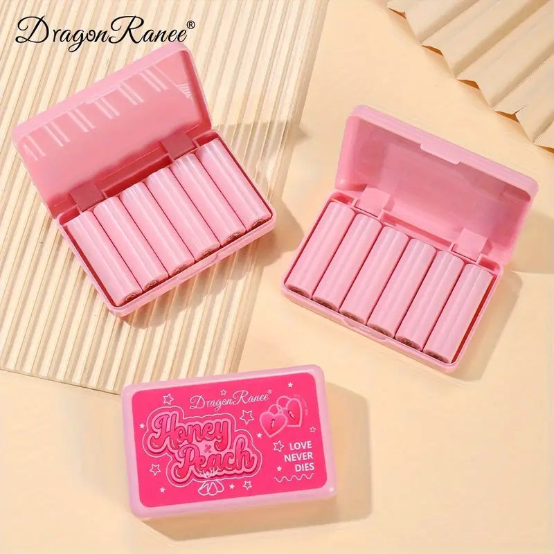 Dragon Ranee Honey Peach Love Never Dies Mini Matte Lipstick 6Pcs Set – Peach‑Toned Long‑Lasting Lip Color