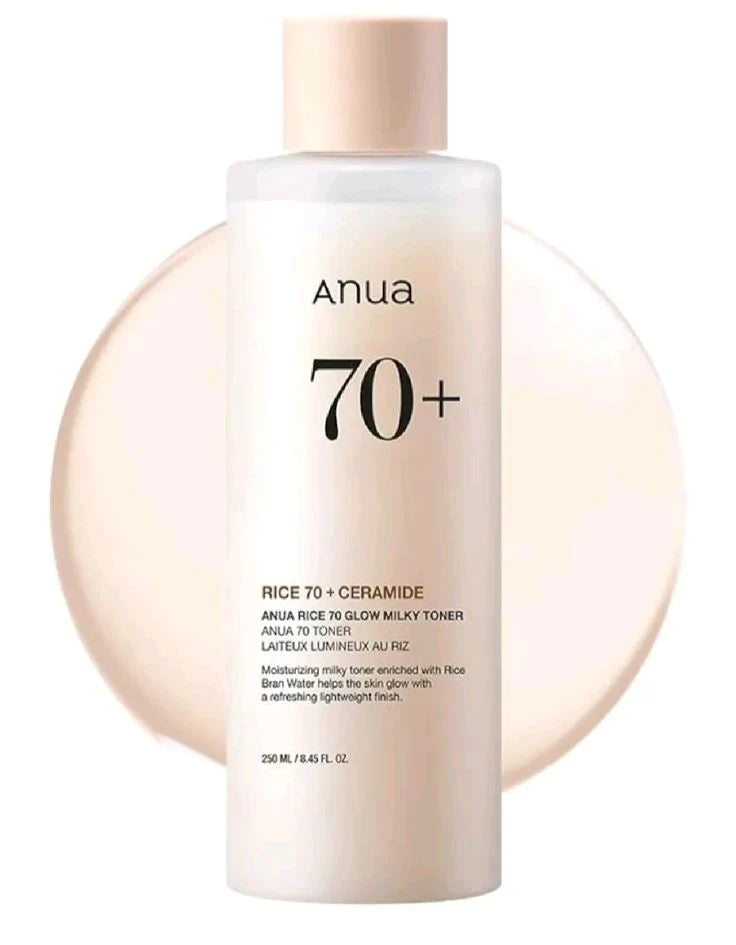 ANUA Rice 70+ Glow Milky Toner 250ml | Hydrating & Radiance-Boosting Facial Toner