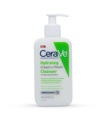 CeraVe Hydrating Cream-to-Foam Cleanser 8 fl oz / 237ml for Normal to Dry Skin – Gentle Face Wash
