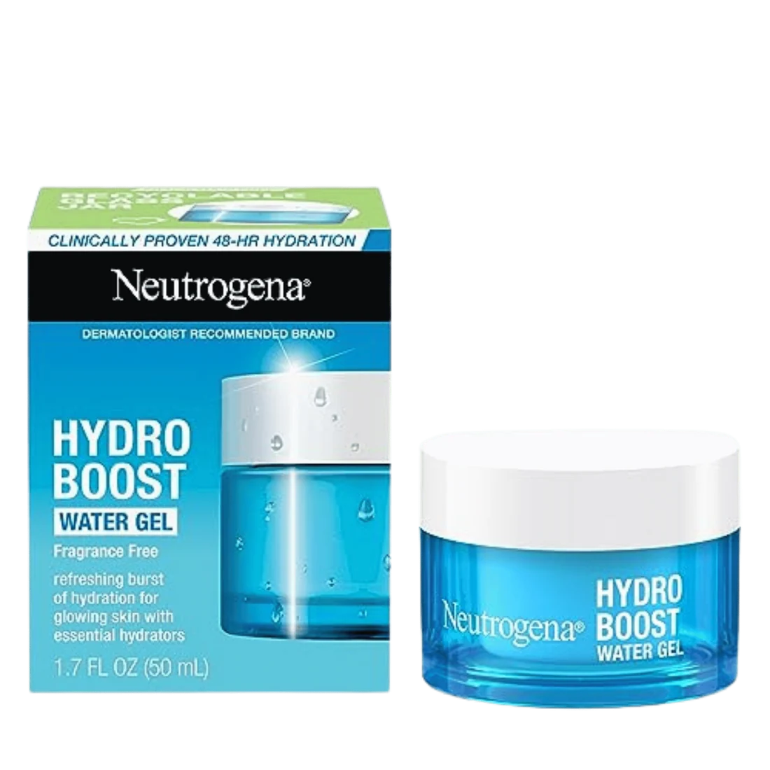 Neutrogena Hydro Boost Water Gel USA Variant 50ml | Lightweight Hydrating Gel Moisturizer in Recyclable Glass Jar