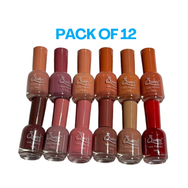 Queen Lily Nail Paint 12 Colors Pack – Glossy Quick-Dry Nail Polish Set