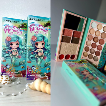 ANYLADY Mermaid Theme Makeup Palette – Aqua Blue & Pink All-in-One Eyeshadow, Blush & Lip Kit