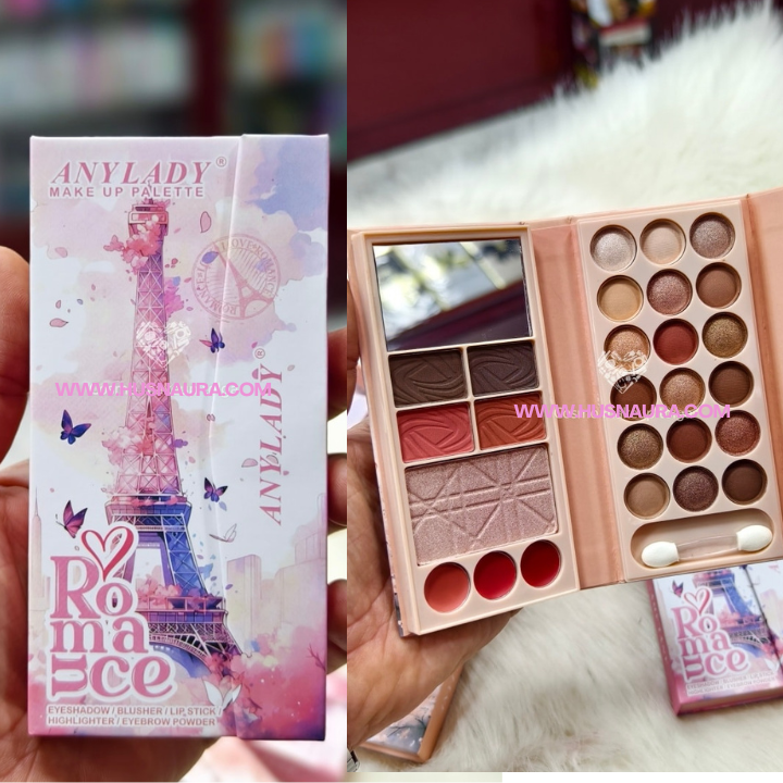 AnyLady Romance Eiffel Tower All-in-One Makeup Palette – Eyeshadow, Blush, Lip & Brow Kit