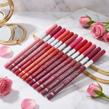 Kathleen Lipliner Pencil Pack of 12 | Long-Lasting Smooth Lip Liner Set for Perfect Lip Definition