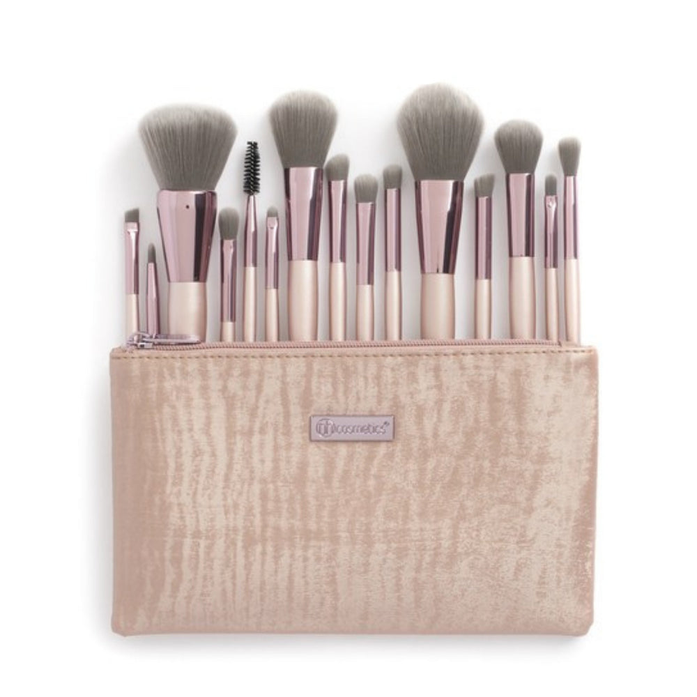 BH Cosmetics Lavish Elegance 15-Piece Brush Set with Cosmetic Bag – Professional Makeup Brushes