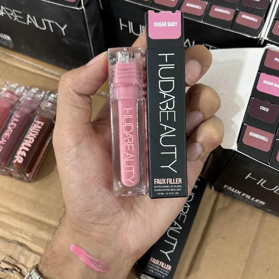 HUDA BEAUTY Faux Filler Extra Shine Lip Gloss | High-Shine Plumping Lip Gloss