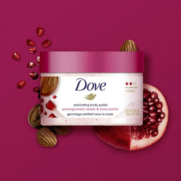 Dove Exfoliating Pomegranate Seeds & Shea Butter Body Cream 298g | Nourishing Body Scrub & Moisturizing Care